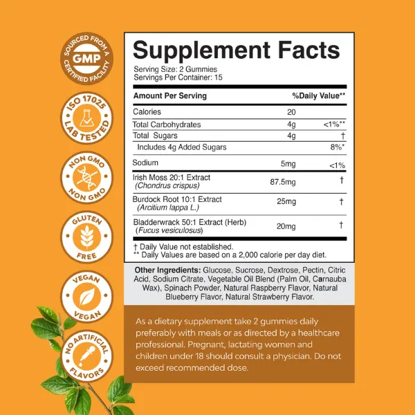 Nature’S Craft Sea Moss Mixed Berry Flavor Gummies 30’S
