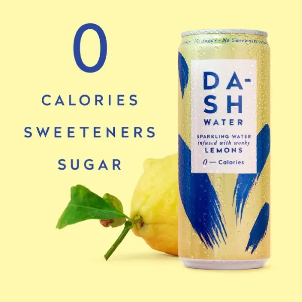 Dash Water Can Sparkling Lemons 0-Calories No Sugar 330ml