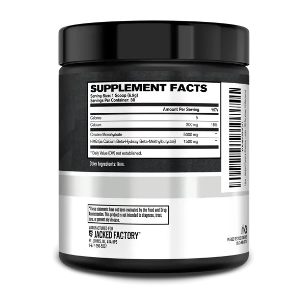 Jacked Factory Creatine + Hmb Unflavored Pwdr 30svs/207g #Jfw-325