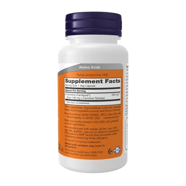 Now L-Carnitine 500mg 60 Veg Caps