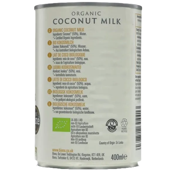 Biona Org Coconut Milk 17% 400ml