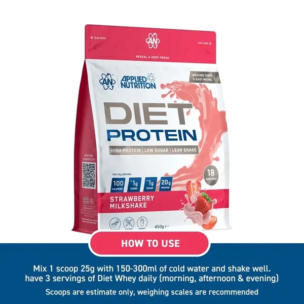 Applied Nutrition Gf Diet Whey Protein Strawberry Milkshake 18s 450g