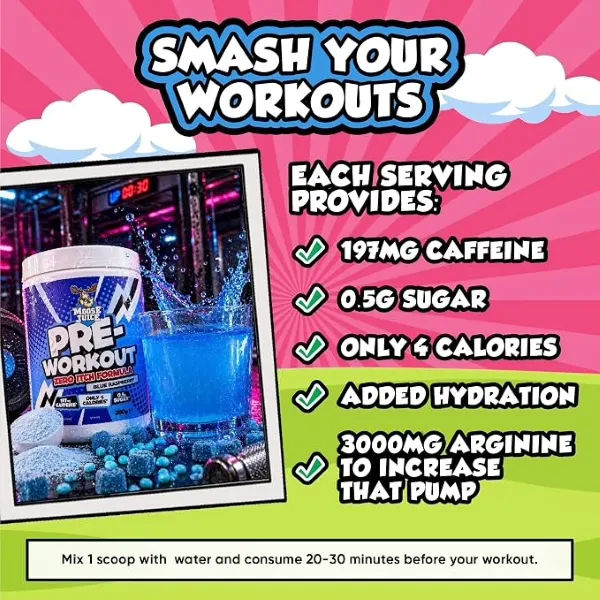 Muscle Moose Pre-Workout Blue R/Berry 280g