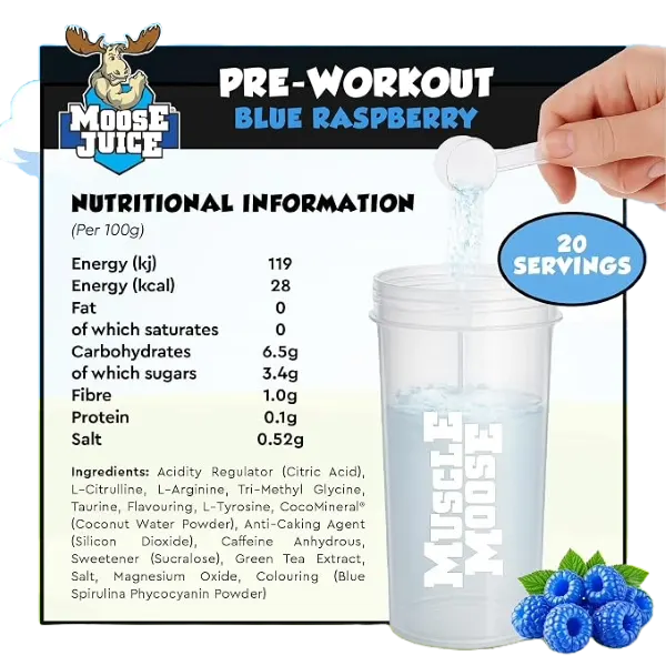 Muscle Moose Pre-Workout Blue R/Berry 280g