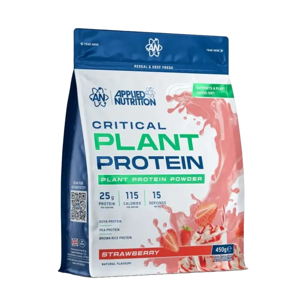 Applied Nutrition Critical Plant Protein Strawberry (15svs) 450g #Cpbag450s