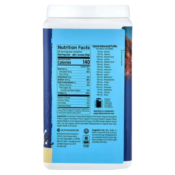 Sunwarrior Blend Org Vanilla Prot. Pwdr 993.8g #164031011