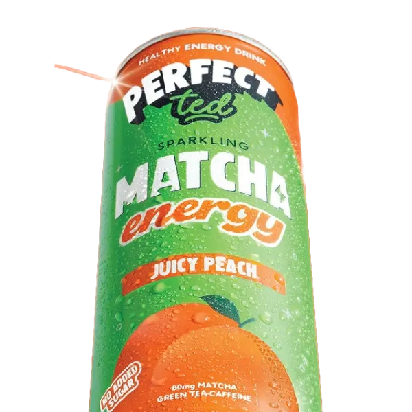 Perfect Ted Sparkling Matcha Juicy Peach Energy Drink Can Nas 250ml #Mep250-12-01