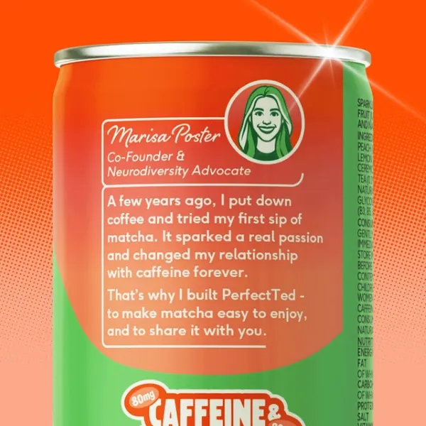 Perfect Ted Sparkling Matcha Juicy Peach Energy Drink Can Nas 250ml #Mep250-12-01