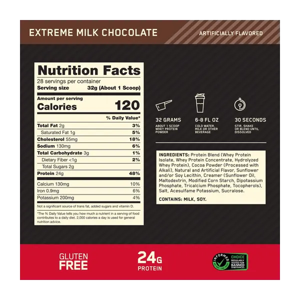 Optimum Nutrition Gold Stnrd 100% Whey- Extreme Milk Choc (2lbs)907g