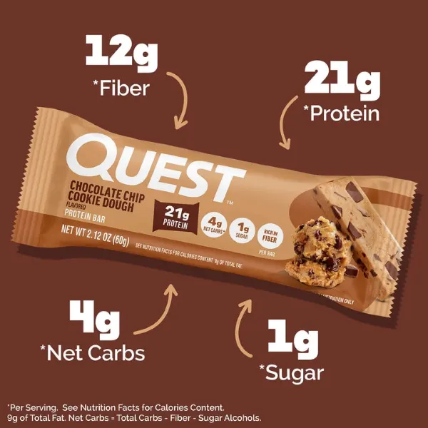 Quest Choc Chip Cookie Dough Prot. Bar 60g #Qn100865