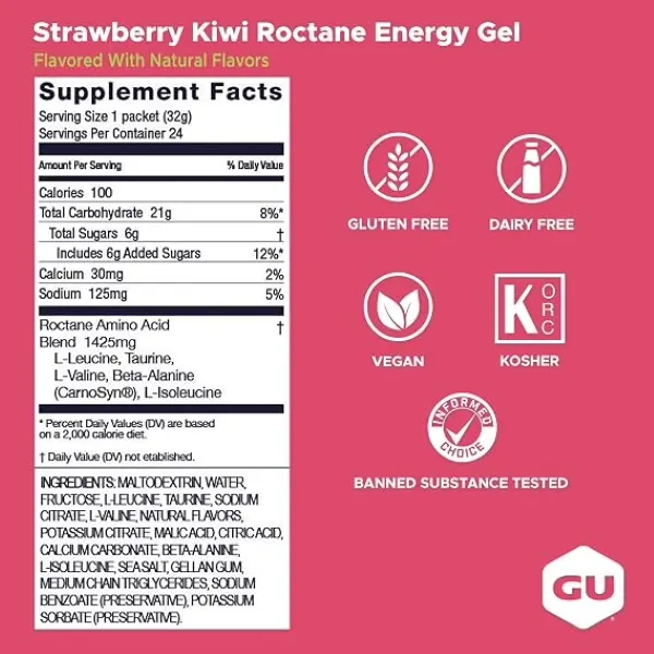 Gu Roctane Strawberry, Kiwi 32g