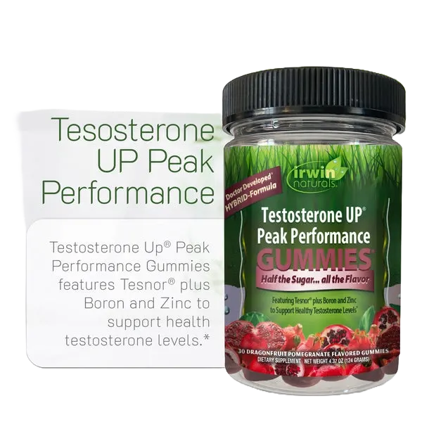 Irwin Naturals Testosterone Up Peak Performance D/Fruit Pomegranate Flavor Gummies 30’s