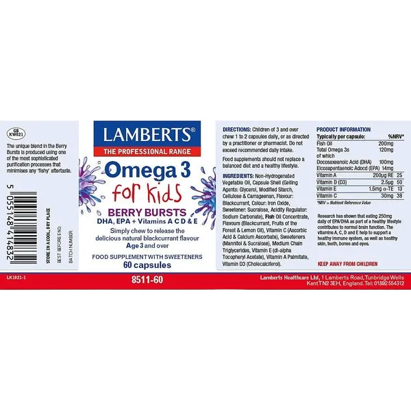 Lamberts Omega 3 For Kids Caps 60’s