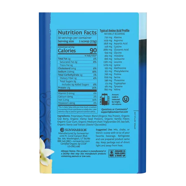 Sunwarrior Blend Organic Protein - Vanilla 750g