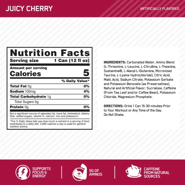 On Essential Amino Energy Sparkling Juicy Cherry Hydration Drink Can 355ml #1092490
