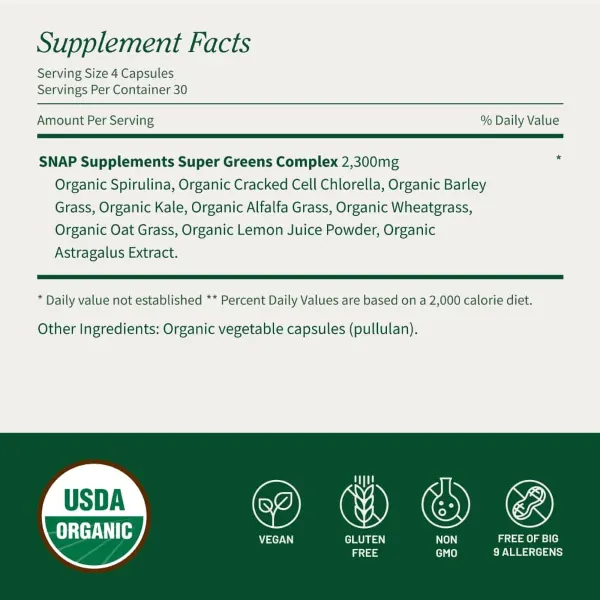 Snap Org Spirulina & Chlorella Caps 120's #Sssc