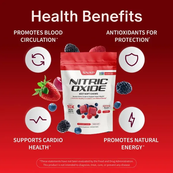 Snap Sf Nitric Oxide Beets Mixed Berry Soft Chews 60's #Ssnbmbsc60