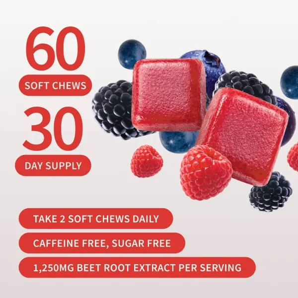Snap Sf Nitric Oxide Beets Mixed Berry Soft Chews 60's #Ssnbmbsc60