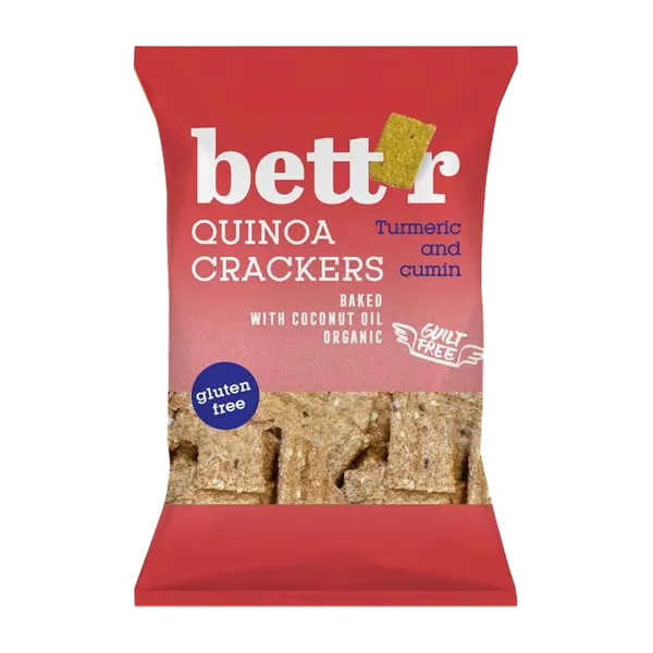 Bett'r Gf Org Turmeric & Cumin Quinoa Crackers 100g #So8801