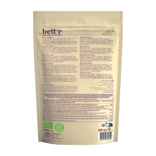 Bett'r Gf Org White Choqo Drops With Coconut Cream 200g #So11509