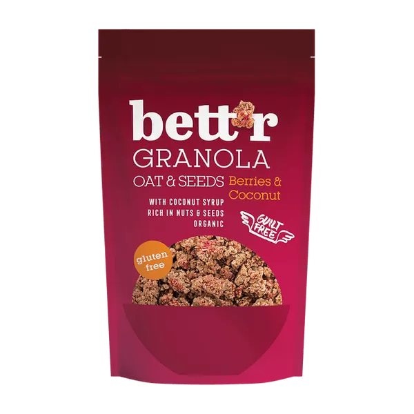 Bett'r Gf Org Berries & Coconut Granola 300g #So105